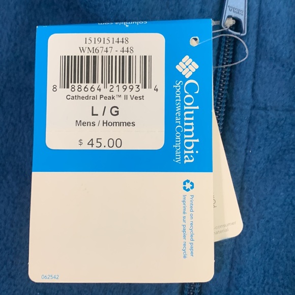 Columbia blue fleece vest NWT - Picture 3 of 4